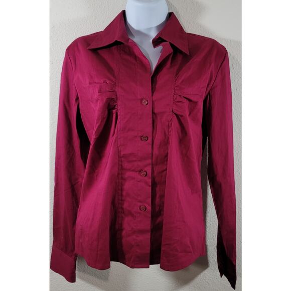 Ninety Burgundy Button Up Top Small Lightweight Lightweight Soft New With Tags - Picture 1 of 4